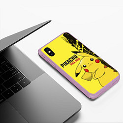 Чехол iPhone XS Max матовый Pikachu Pika Pika, цвет: 3D-сиреневый — фото 2