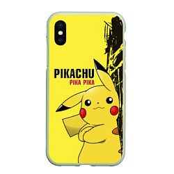 Чехол iPhone XS Max матовый Pikachu Pika Pika, цвет: 3D-салатовый