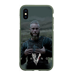 Чехол iPhone XS Max матовый Vikings: Ragnarr Lodbrok, цвет: 3D-темно-зеленый