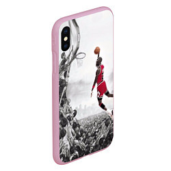 Чехол iPhone XS Max матовый Michael Jordan NBA, цвет: 3D-розовый — фото 2