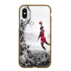 Чехол iPhone XS Max матовый Michael Jordan NBA, цвет: 3D-коричневый