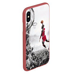 Чехол iPhone XS Max матовый Michael Jordan NBA, цвет: 3D-красный — фото 2