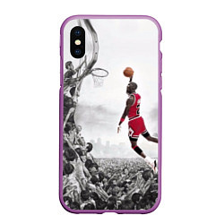 Чехол iPhone XS Max матовый Michael Jordan NBA, цвет: 3D-фиолетовый