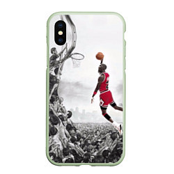 Чехол iPhone XS Max матовый Michael Jordan NBA, цвет: 3D-салатовый