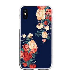 Чехол iPhone XS Max матовый Fashion flowers, цвет: 3D-белый