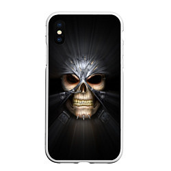 Чехол iPhone XS Max матовый Скелет в маске, цвет: 3D-белый
