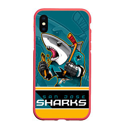 Чехол iPhone XS Max матовый San Jose Sharks, цвет: 3D-красный