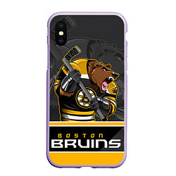 Чехол iPhone XS Max матовый Boston Bruins, цвет: 3D-светло-сиреневый