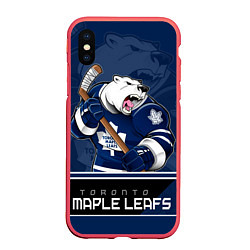 Чехол iPhone XS Max матовый Toronto Maple Leafs, цвет: 3D-красный