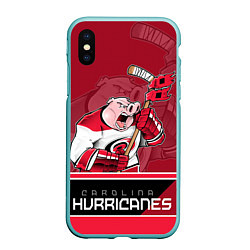 Чехол iPhone XS Max матовый Carolina Hurricanes, цвет: 3D-мятный