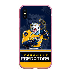 Чехол iPhone XS Max матовый Nashville Predators, цвет: 3D-розовый