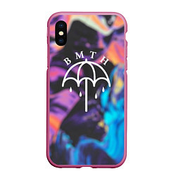 Чехол iPhone XS Max матовый BMTH Rain, цвет: 3D-малиновый