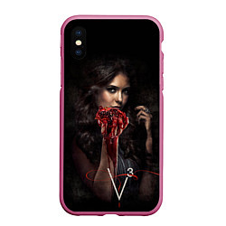 Чехол iPhone XS Max матовый Elena Gilbert V3, цвет: 3D-малиновый