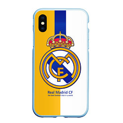 Чехол iPhone XS Max матовый Real Madrid CF, цвет: 3D-голубой