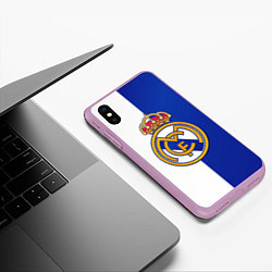 Чехол iPhone XS Max матовый Real Madrid, цвет: 3D-сиреневый — фото 2