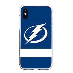 Чехол iPhone XS Max матовый Tampa Bay Lightning, цвет: 3D-белый