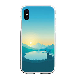 Чехол iPhone XS Max матовый Олень у озера, цвет: 3D-белый