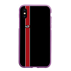 Чехол iPhone XS Max матовый Mass Effect N7, цвет: 3D-фиолетовый