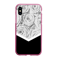 Чехол iPhone XS Max матовый Розы, цвет: 3D-малиновый