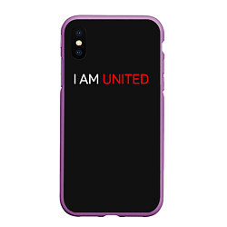 Чехол iPhone XS Max матовый Manchester United team, цвет: 3D-фиолетовый