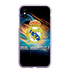 Чехол iPhone XS Max матовый Real Madrid, цвет: 3D-светло-сиреневый