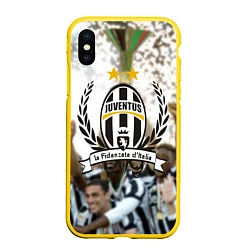 Чехол iPhone XS Max матовый Juventus5, цвет: 3D-желтый