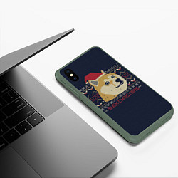 Чехол iPhone XS Max матовый Doge Such Christmas, цвет: 3D-темно-зеленый — фото 2