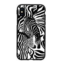 Чехол iPhone XS Max матовый Полосатая зебра, цвет: 3D-черный