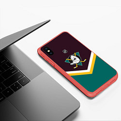 Чехол iPhone XS Max матовый NHL: Anaheim Ducks, цвет: 3D-красный — фото 2