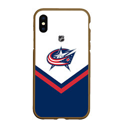 Чехол iPhone XS Max матовый NHL: Columbus Blue Jackets, цвет: 3D-коричневый