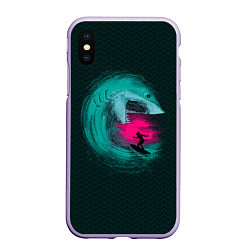 Чехол iPhone XS Max матовый Shark Vortex, цвет: 3D-светло-сиреневый