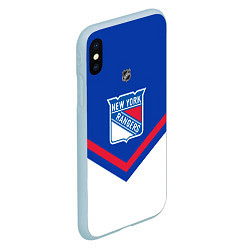 Чехол iPhone XS Max матовый NHL: New York Rangers, цвет: 3D-голубой — фото 2