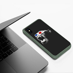 Чехол iPhone XS Max матовый 3D Monkey, цвет: 3D-темно-зеленый — фото 2