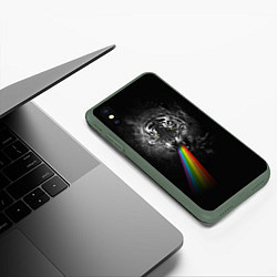 Чехол iPhone XS Max матовый Космический тигр, цвет: 3D-темно-зеленый — фото 2