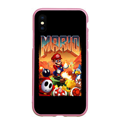Чехол iPhone XS Max матовый Mario Doom, цвет: 3D-розовый
