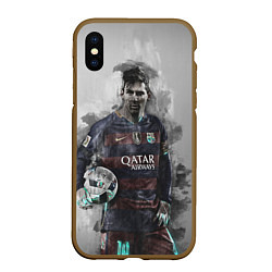 Чехол iPhone XS Max матовый Lionel Messi, цвет: 3D-коричневый