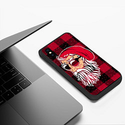 Чехол iPhone XS Max матовый Санта хипстер, цвет: 3D-черный — фото 2
