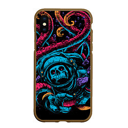 Чехол iPhone XS Max матовый Космический осьминог, цвет: 3D-коричневый