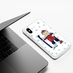 Чехол iPhone XS Max матовый Лыжник, цвет: 3D-белый — фото 2