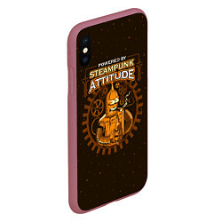Чехол iPhone XS Max матовый Steampunk Attitude, цвет: 3D-малиновый — фото 2