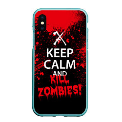 Чехол iPhone XS Max матовый Keep Calm & Kill Zombies, цвет: 3D-мятный