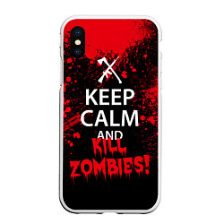 Чехол iPhone XS Max матовый Keep Calm & Kill Zombies, цвет: 3D-белый