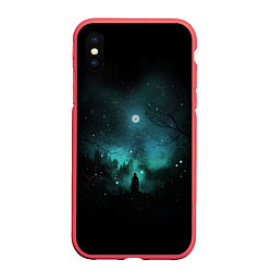 Чехол iPhone XS Max матовый Взгляд на звезды, цвет: 3D-красный