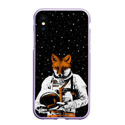 Чехол iPhone XS Max матовый Лис космонавт, цвет: 3D-светло-сиреневый