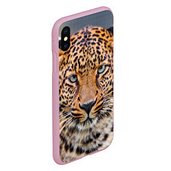 Чехол iPhone XS Max матовый Грустный леопард, цвет: 3D-розовый — фото 2