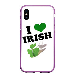 Чехол iPhone XS Max матовый Ireland, I love Irish, цвет: 3D-фиолетовый