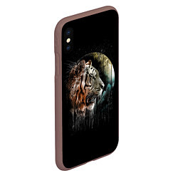 Чехол iPhone XS Max матовый Космический тигр, цвет: 3D-коричневый — фото 2