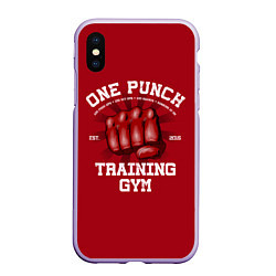 Чехол iPhone XS Max матовый One Punch Gym, цвет: 3D-светло-сиреневый