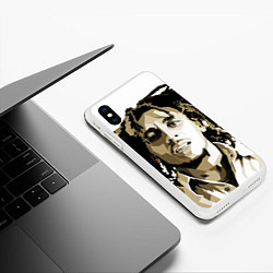 Чехол iPhone XS Max матовый Bob Marley: Mono, цвет: 3D-белый — фото 2