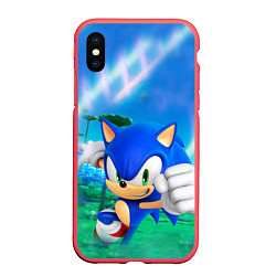 Чехол iPhone XS Max матовый Sonic Boom, цвет: 3D-красный